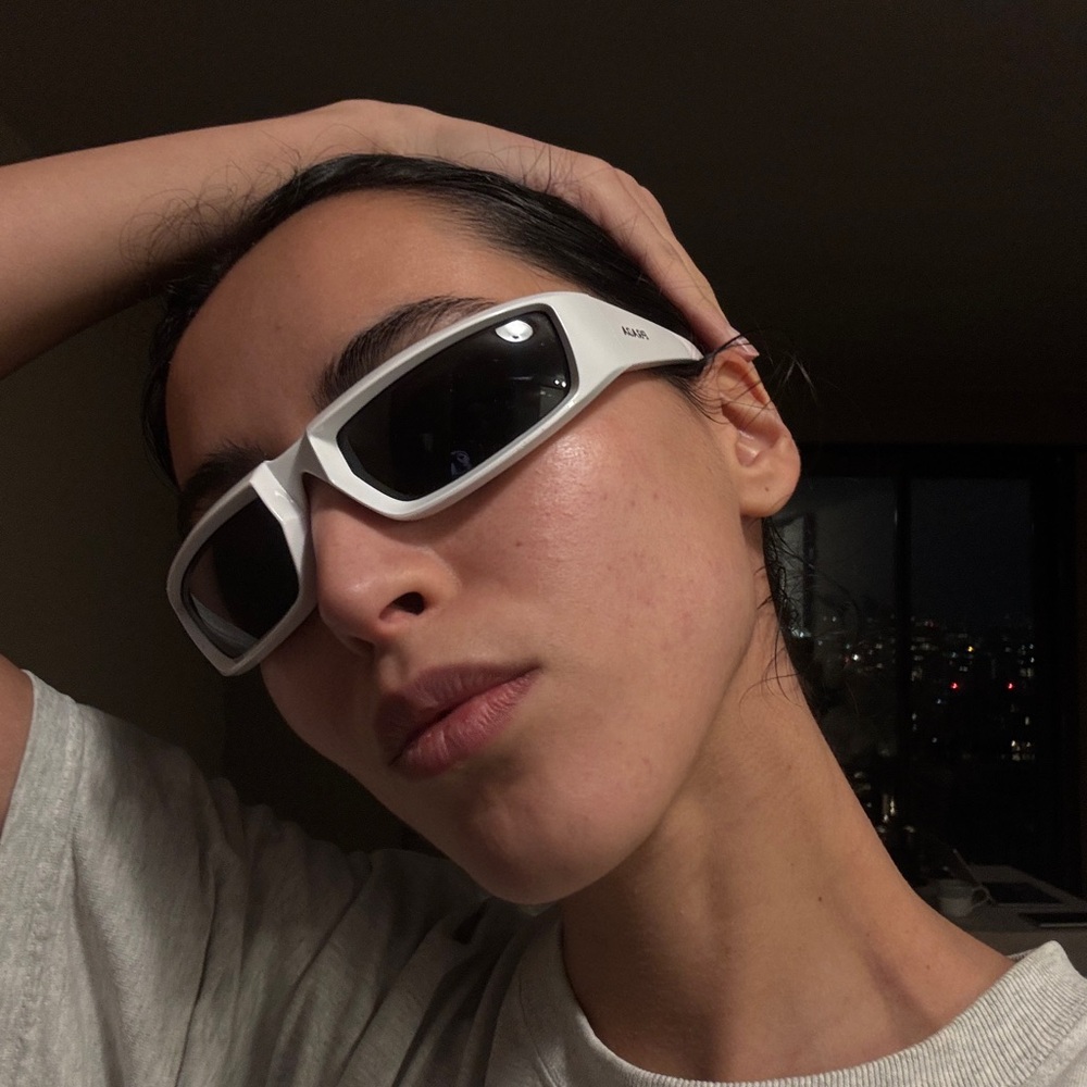 Prada White Rectangular Sunglasses - image 3